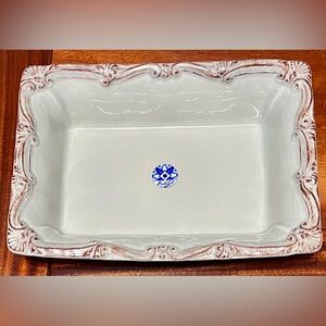 Vintage Portugal Ceramic Stoneware Baking Dish w/ Fluting Around Edges Bakeware
